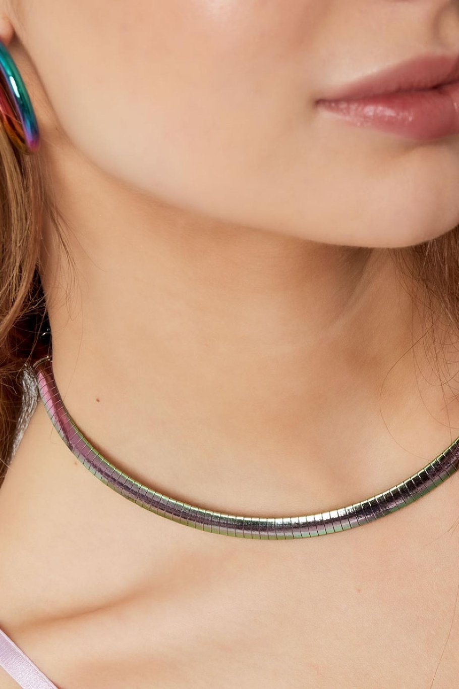 Collar holográfico con estampado Multicolor Acero inoxidable Imagen3